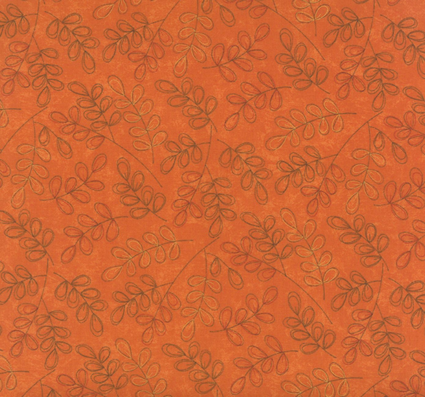 Beauty Fall Pumpkin- Tossed Leaves Orange Yardage