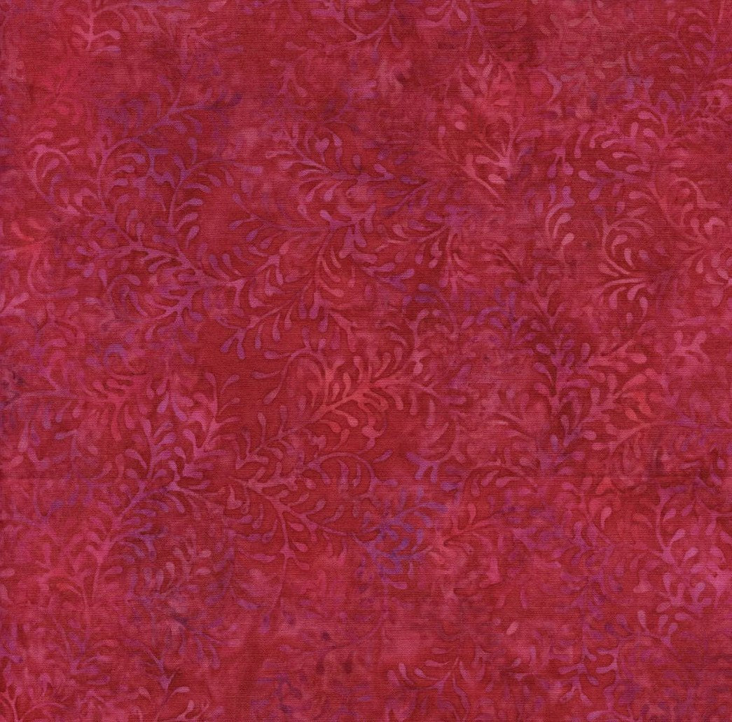 Sea Foam - Leaf Vine - Shades of Dark Pink Batik Yardage