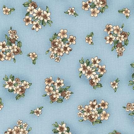 Belcourt - Florals Dusty Blue Yardage