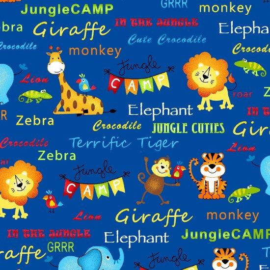 Jungle Camp - Packed Jungle Animals Yardage