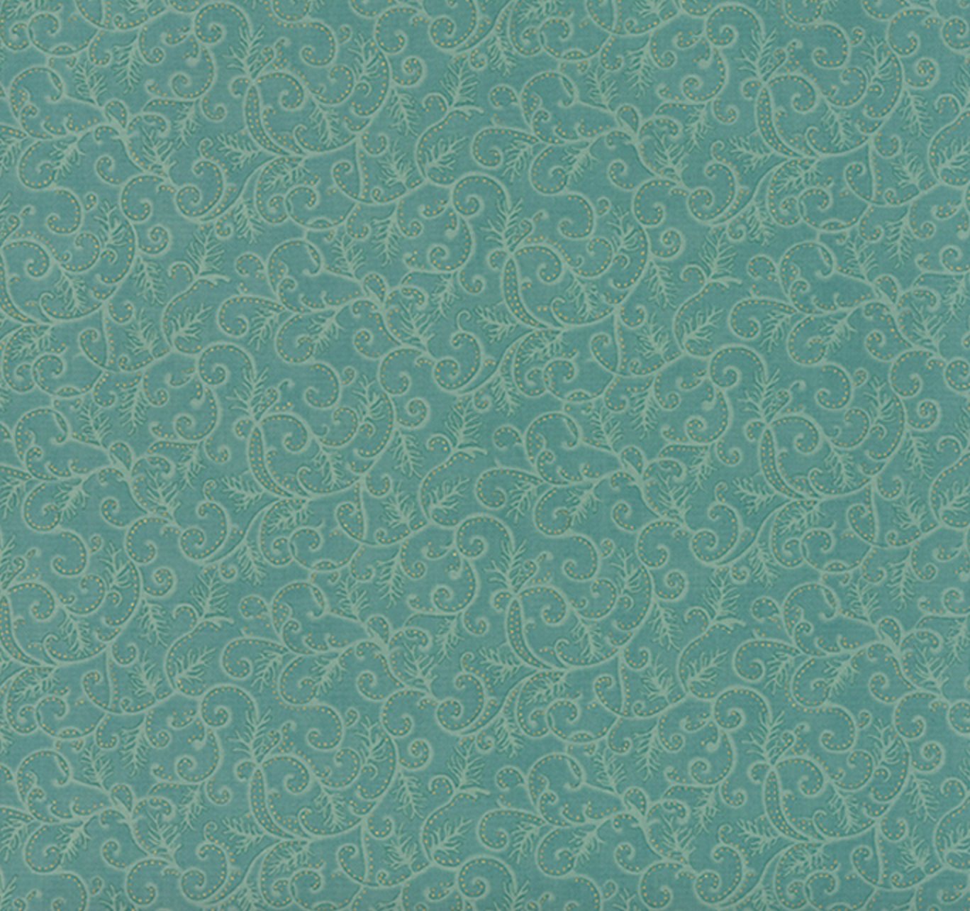 Holly Night Frost - Icy Swirls Aqua Metallic Yardage