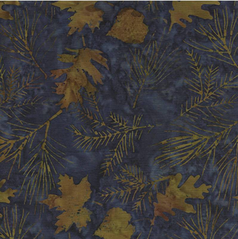 Sea Canyon - Leaf Sprigs Batik Yardage