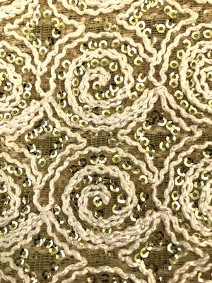 Embroidered Net Fabric Embellished with Sequins