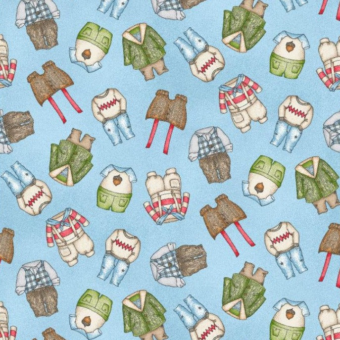 Forest Friends - Guy Clothes Blue Yardage