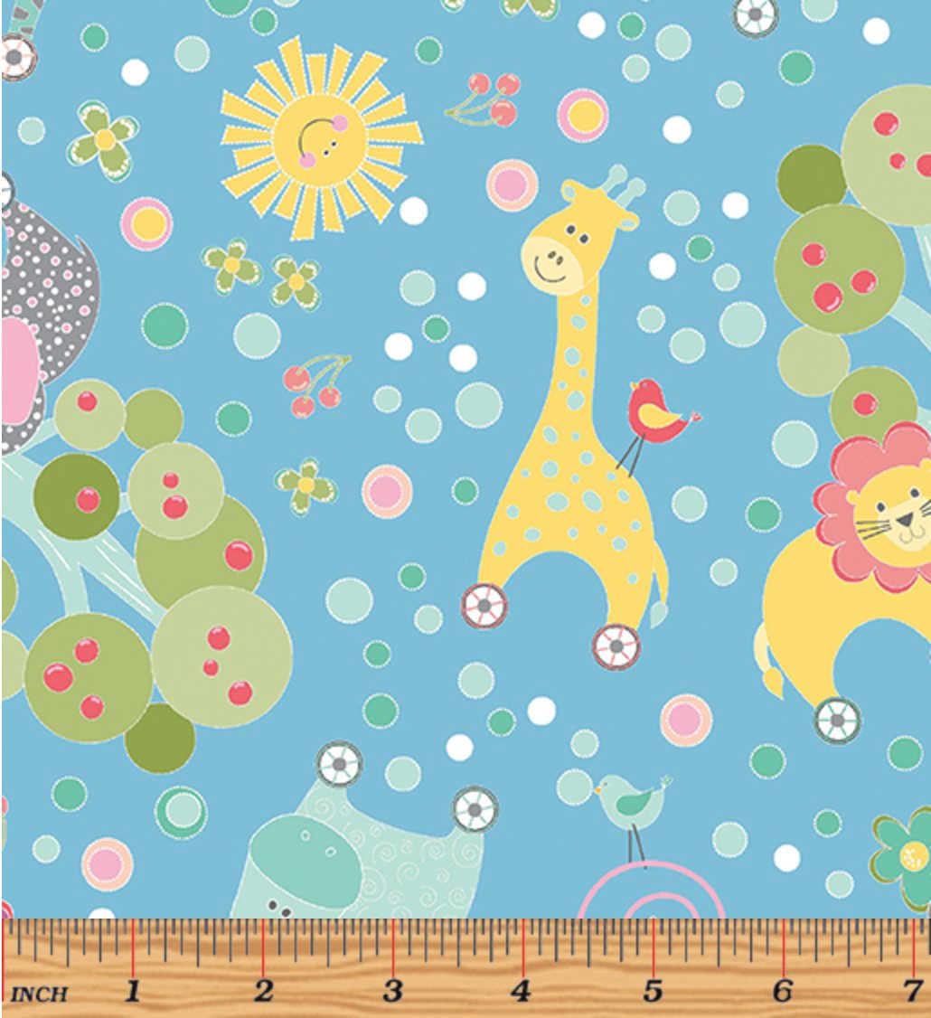 My Little Sunshine - Animal Forest Blue Yardage