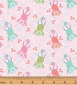 My Little Sunshine - My Little Monkeys Light Pink Yardage