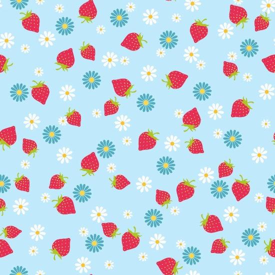 Cupcake Cafe - Strawberries and flowers Yardage