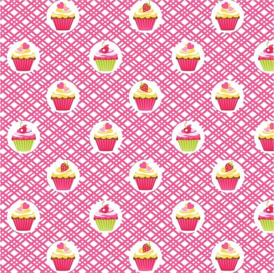 Cupcake Cafe - Decorated Cupcakes in Circles Yardage