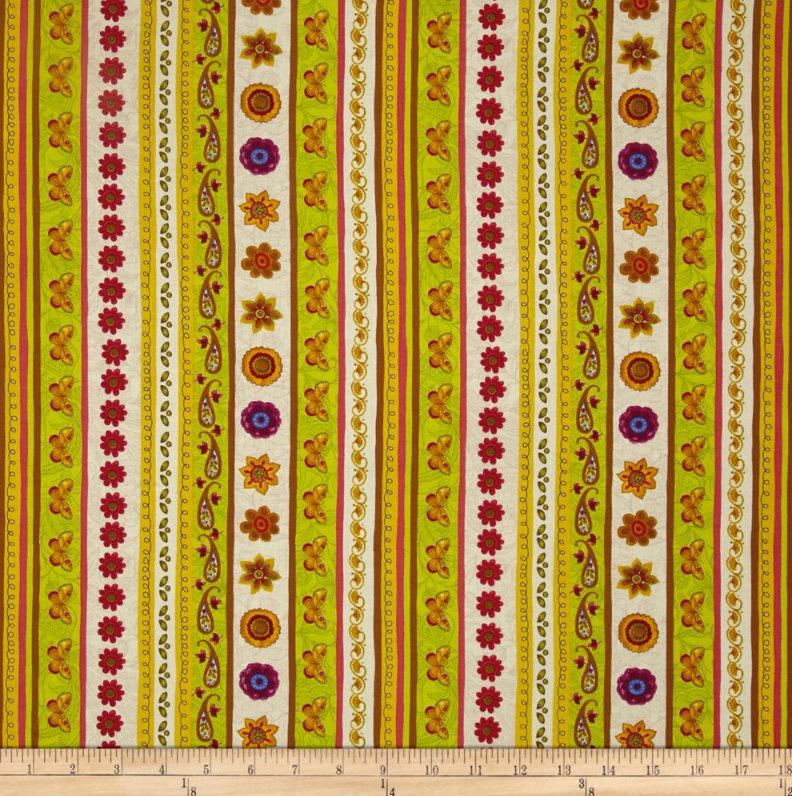 Clothworks - Spice Garden - Floral Stripes