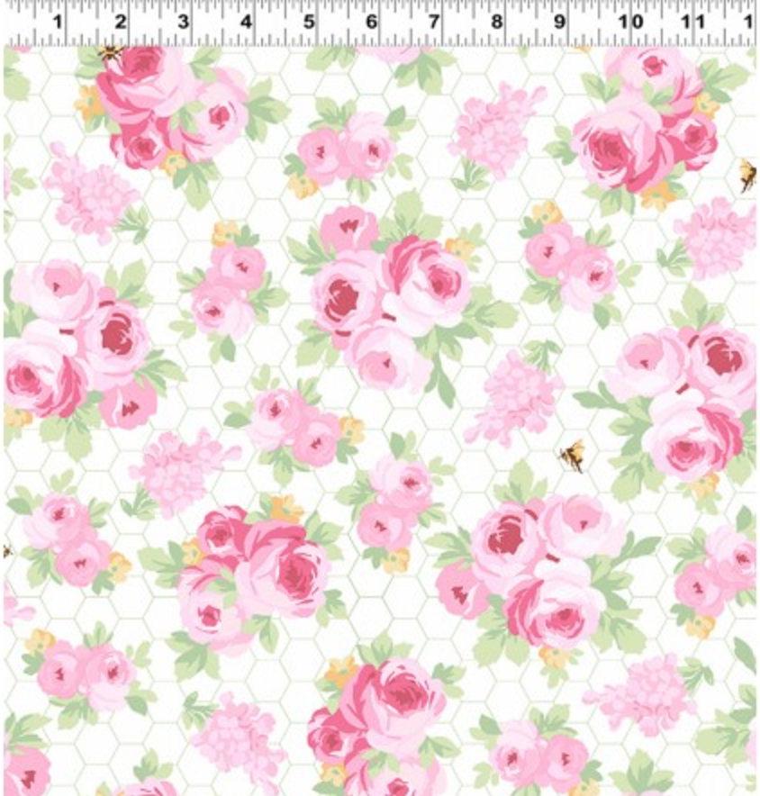 Clothworks - Fidelia Floral White