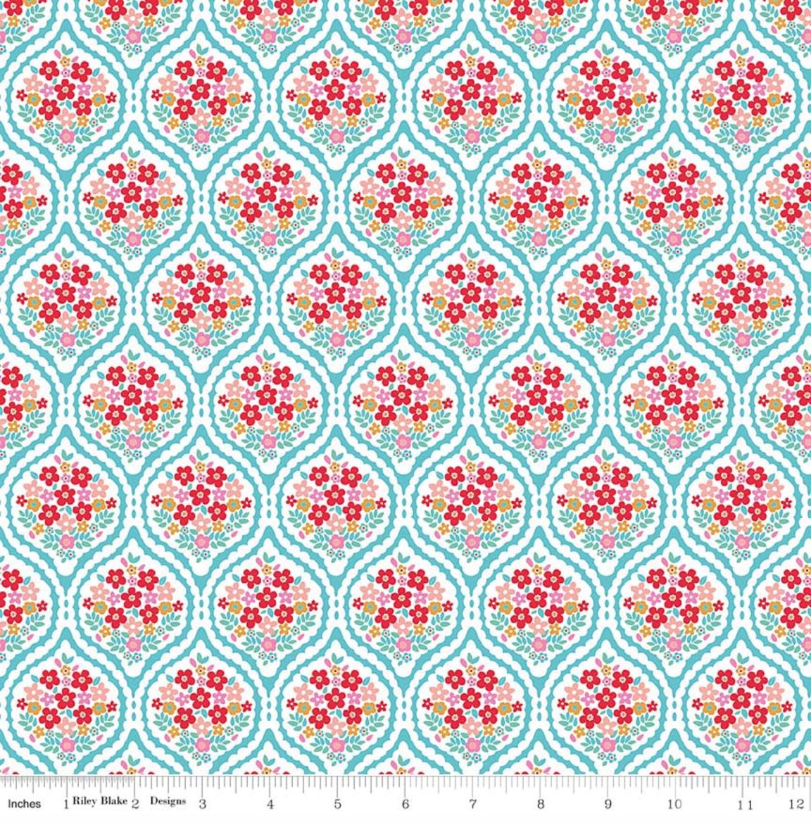 Forget Me Not - Chain Aqua Yardage