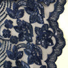 Dark Blue Embroidered Net Fabric Embellished