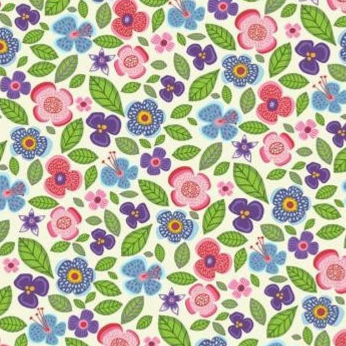 Clothworks - Helen's Meadow - Floral Cream