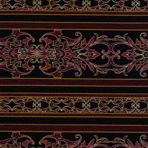 RJR Fabrics Border Basics Carnival Scroll Black/Burgundy 2256-003 by Jinny Beyer