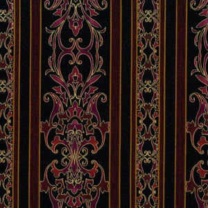 RJR Fabrics Border Basics Carnival Scroll Black/Burgundy 2256-003 by Jinny Beyer