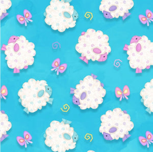 Henry Glass Fabrics - Hop to it! - Lambs on Blue 6859-11