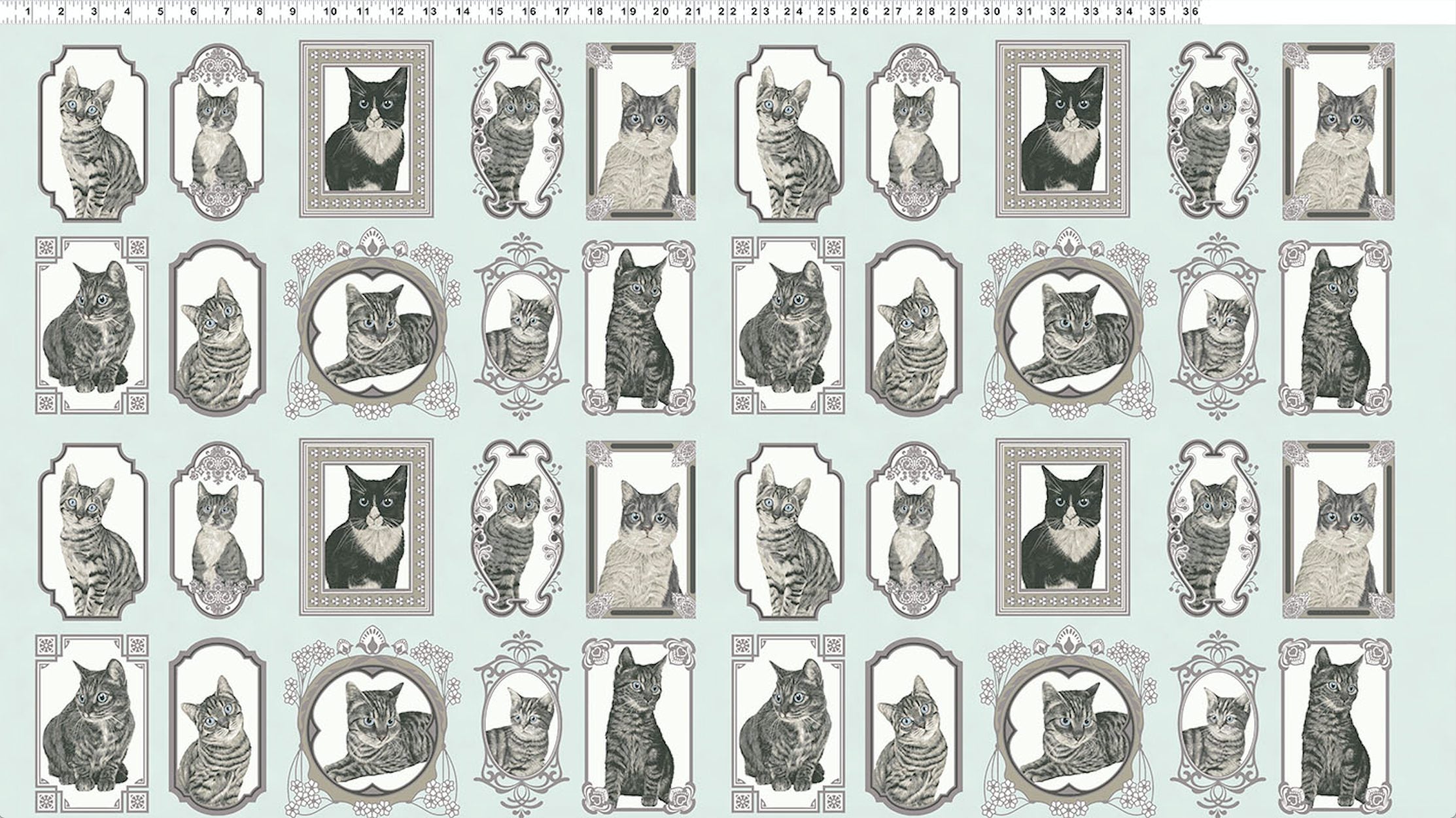 Cats The Way I Like It - Light Teal Yardage