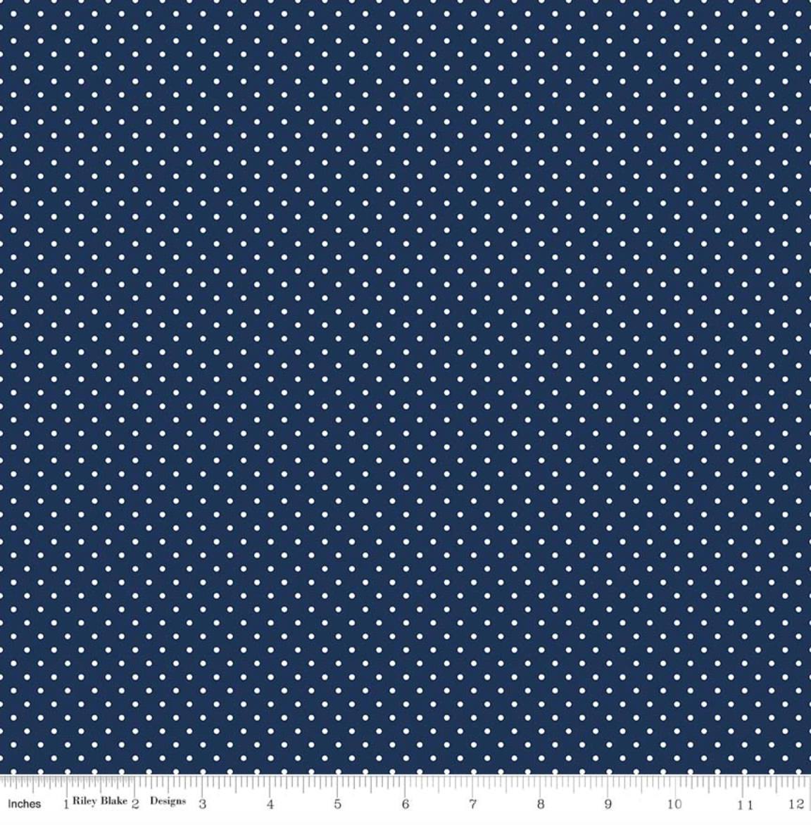 Swiss Dot Navy Flannel - 1/2 Yard