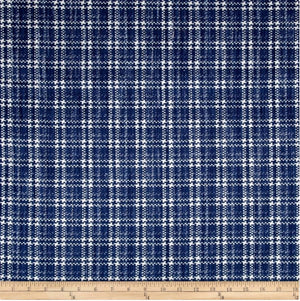 Cotton Boucle Prints Plaid Indigo Yardage - 55" Width