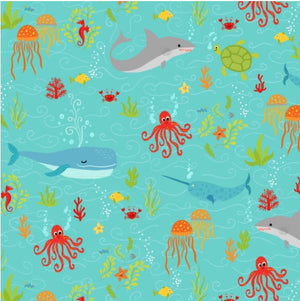 Big Splash Sea Life Allover by Henry Glass | Novelty Fabrics | Kids