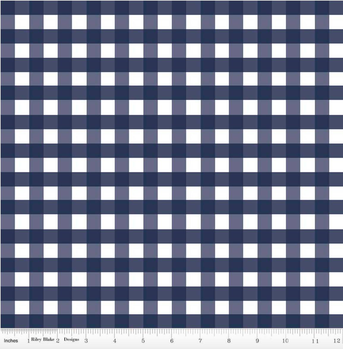 Gingham Girls - 1/2" Woven Gingham Navy Yardage