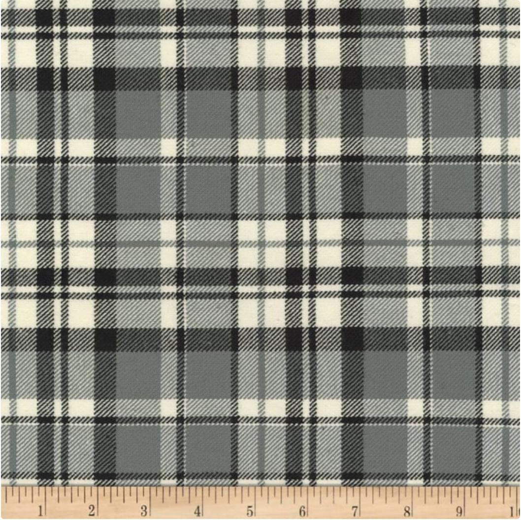 Grizzly Plaid Woven 2/2 Twill Weave Medium Charcoal Plaid Yardage