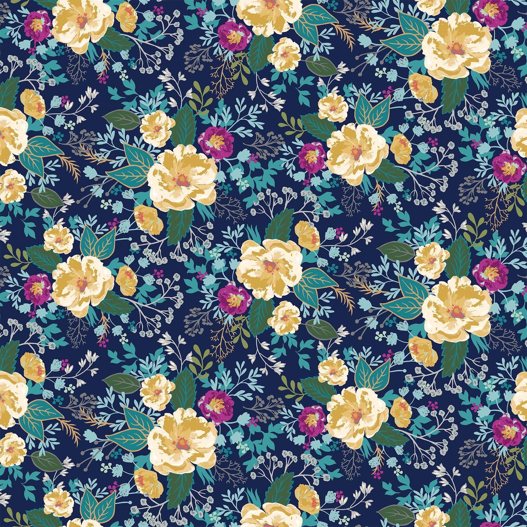 Northcott - Willowberry - Floral Navy Fabric