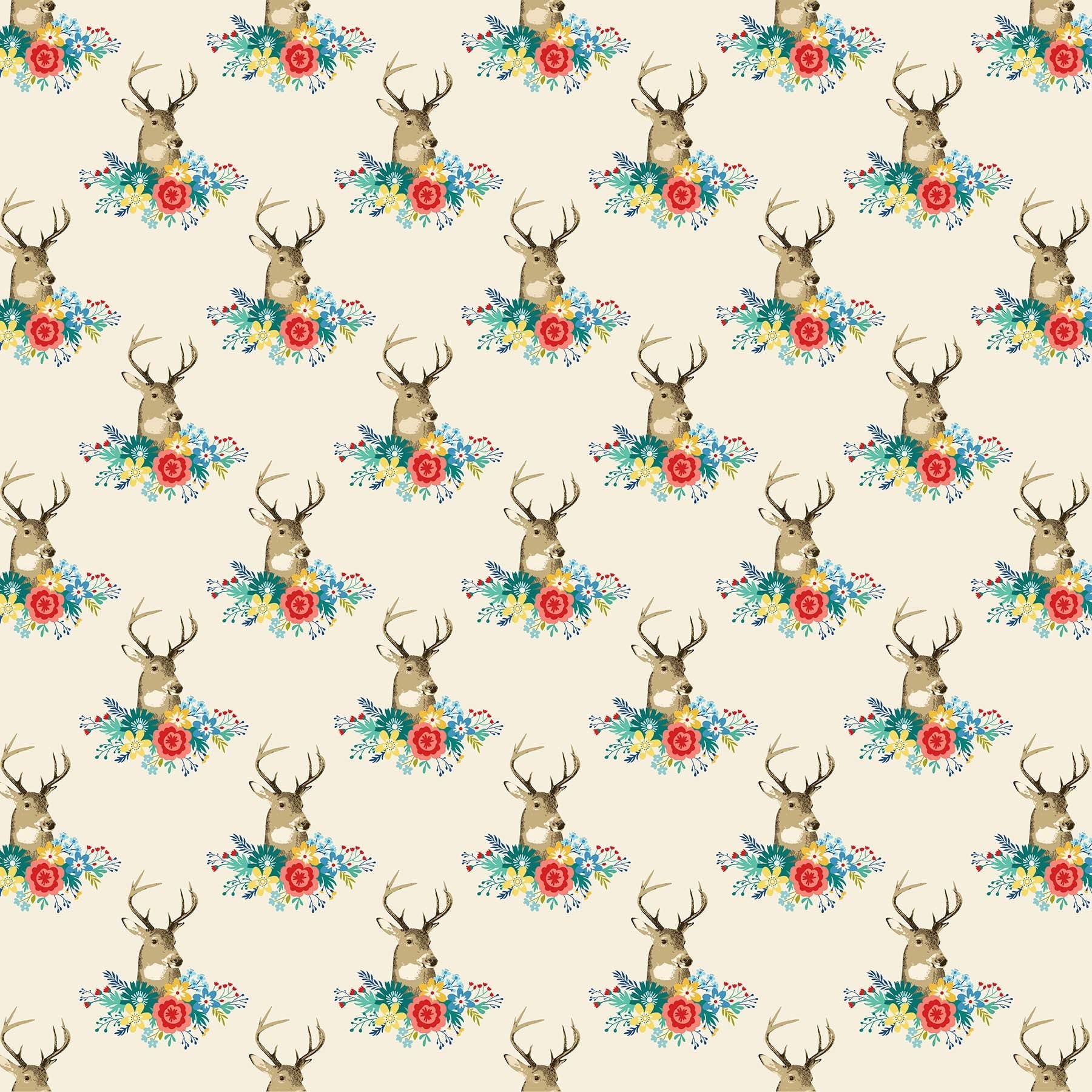 Northcott Studio - Chloe - Deer Heads Cream