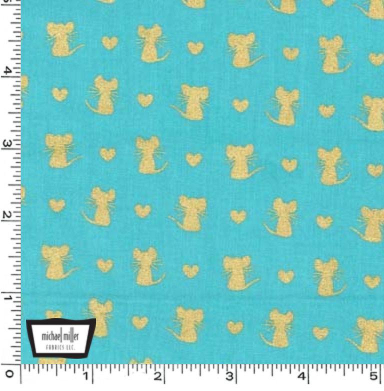 Glitter Critters - Nice Mice Luna/Gold Glitter - Half Yard