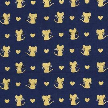 Glitter Critters - Nice Mice Navy/Gold Glitter - Half Yard