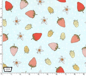 Strawberry Tea - Fraises Robins Egg Yardage