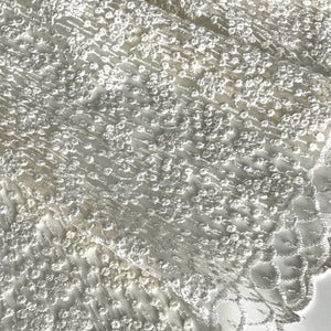 Cream Embroidered Net Fabric Embellished