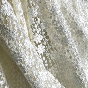 Cream Embroidered Net Fabric Embellished