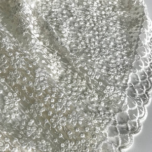 Cream Embroidered Net Fabric Embellished