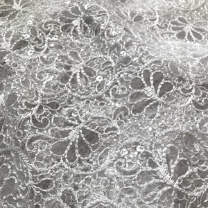 White Embroidered  Net Fabric