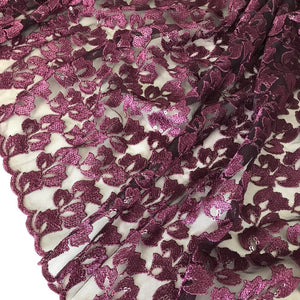 Dark Plum Embroidered Net Fabric Embellished