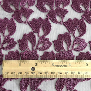 Dark Plum Embroidered Net Fabric Embellished