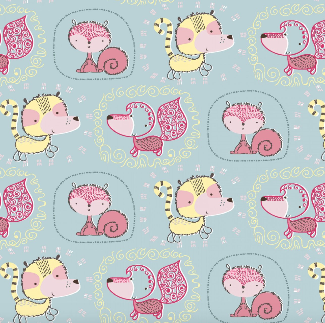 Whimsy Woodland Animals on Blue by 3 Wishes Fabric | Designer Fabrics