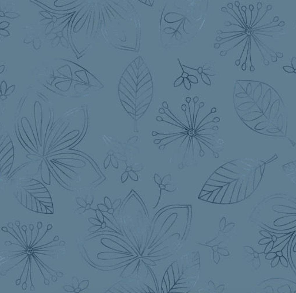 Pearl Essence Wildflowers - Metallic Blue Yardage