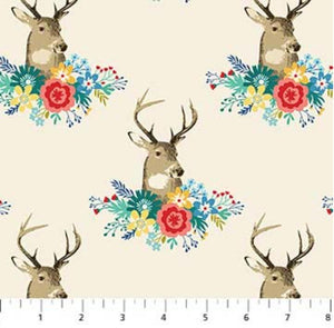 Northcott Studio - Chloe - Deer Heads Cream