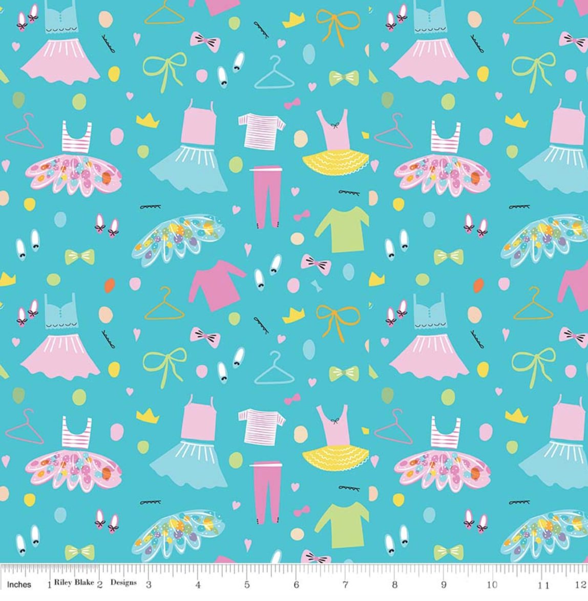 Ballerina Bows - Aqua Ballerina Wardrobe Yardage