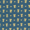 Fat Quarter - Glitter Critters - Nice Mice Teal/Gold Glitter