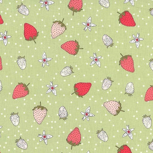 Fat Quarter - Strawberry Tea - Fraises Green Tea