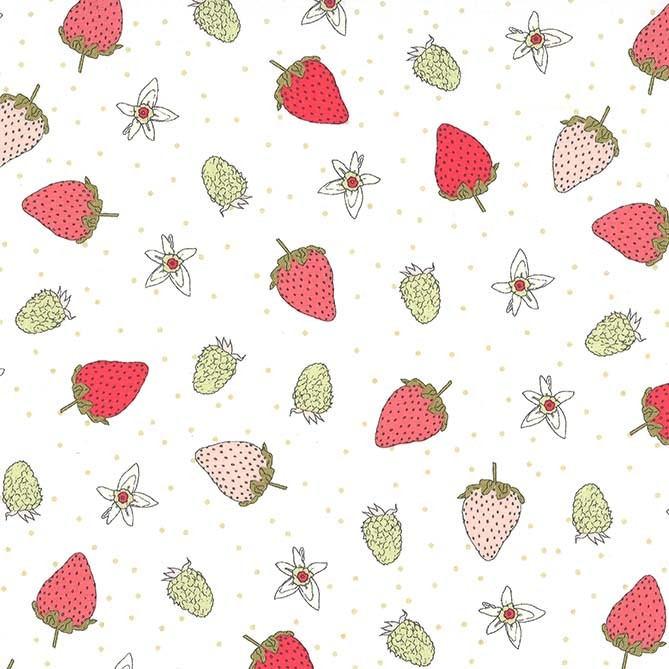 Strawberry Tea - Fraises Sage Yardage