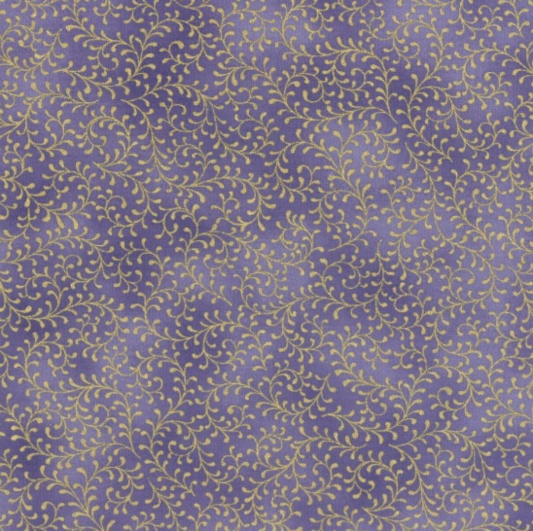 Fat Quarter - Royal Peacocks - Lavender/Gold Yardage