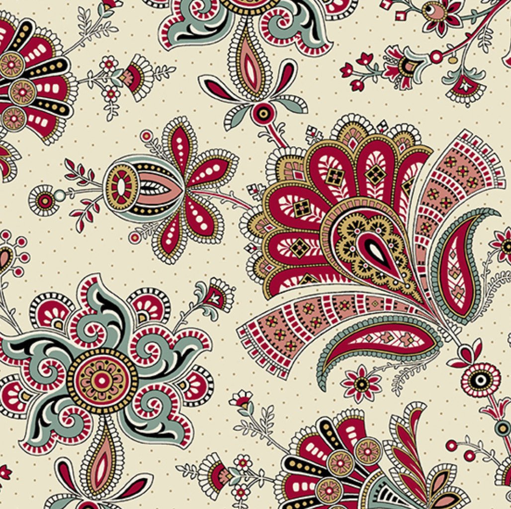 Emma - Cream Jacobean Floral Yardage