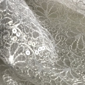 White Embroidered  Net Fabric