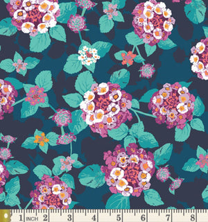 Mediterraneo Lantana Teal Fabric by Art Gallery | Designer Fabrics