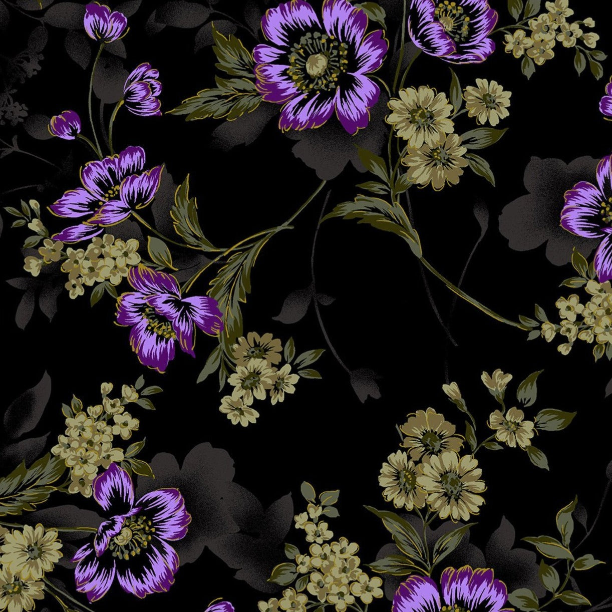 Midnight Garden - Large Floral Violet by RJR