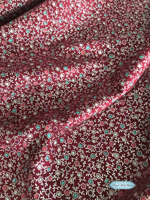 Talia - Claret/Silver Metallic Yardage